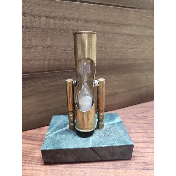 Vintage Brass Plated Timer with Marble base Sand Timer Paperweight - Picture 12 of 12